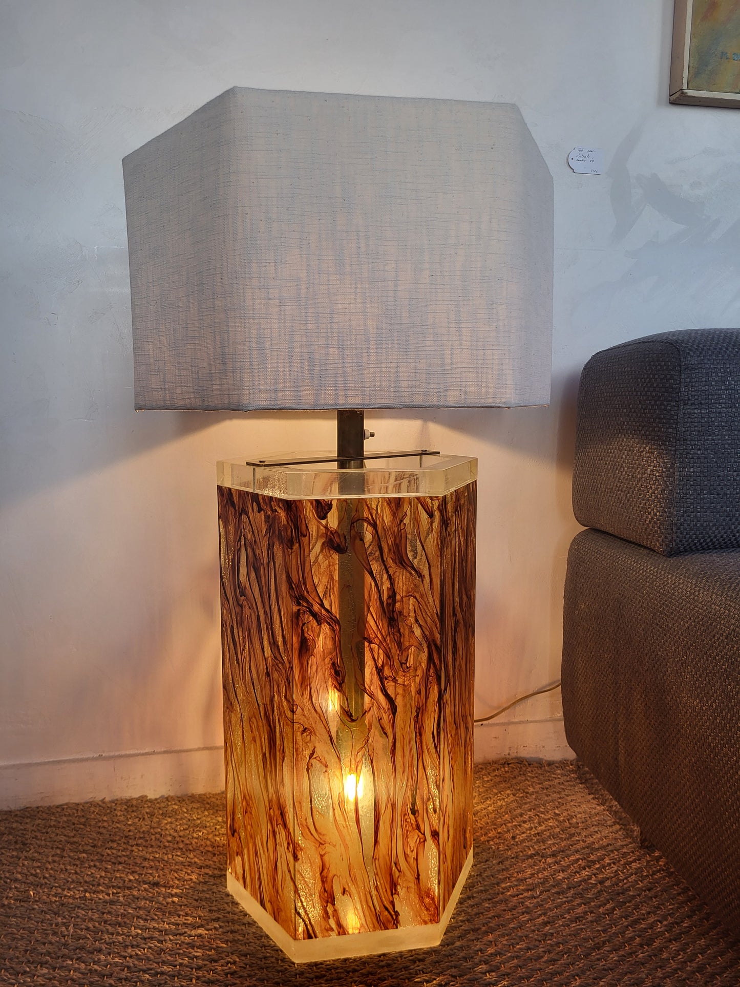 Lampe vintage en lucite écaille