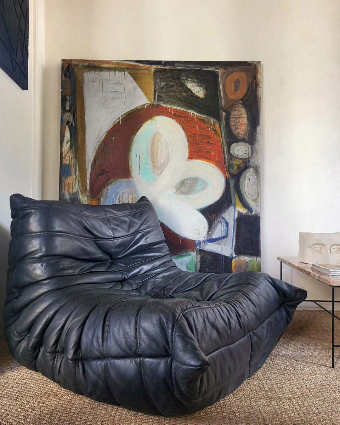 Fauteuil Togo en cuir noir