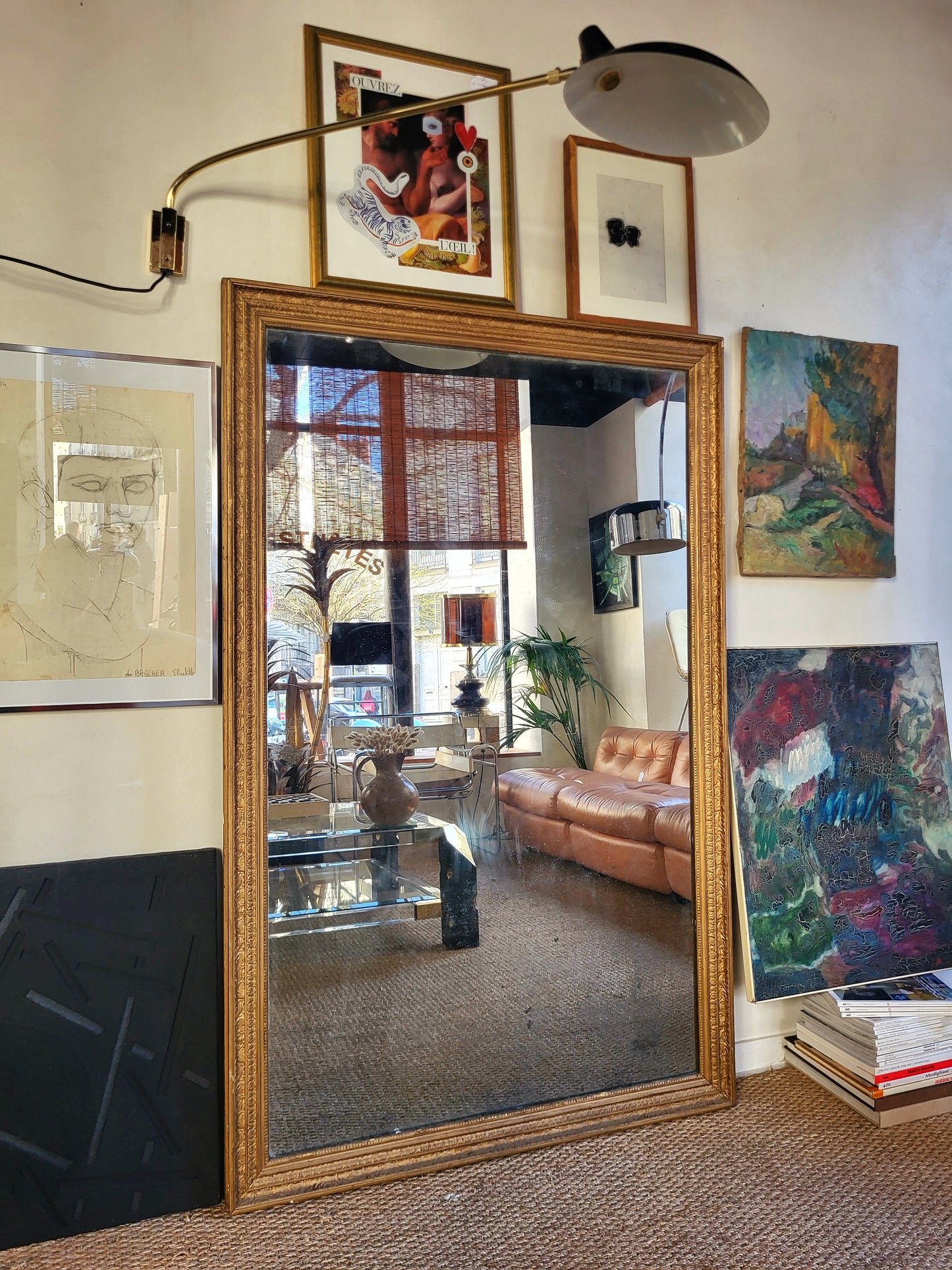 Miroir ancien en bois doré