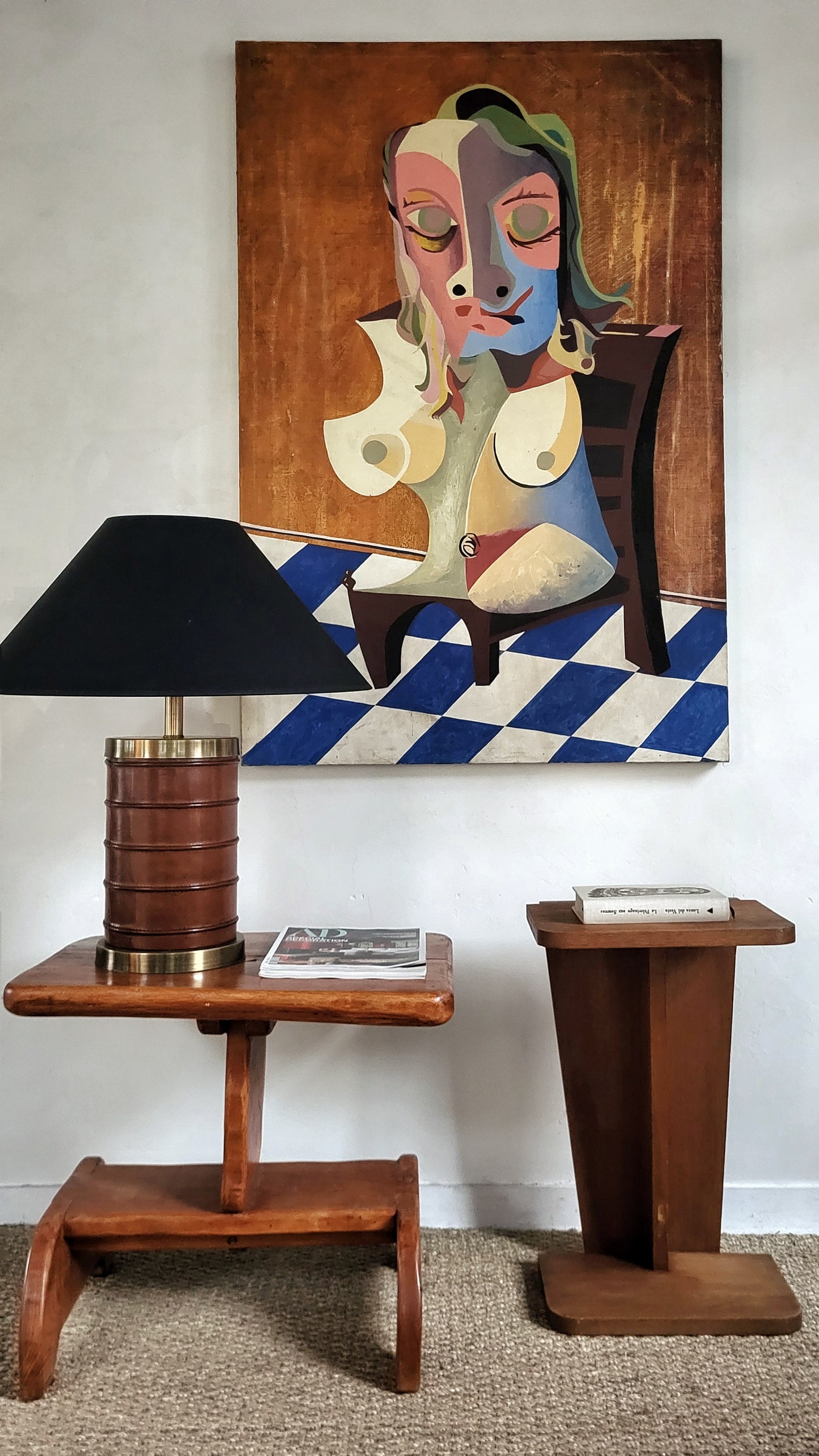 Table brutaliste en chêne