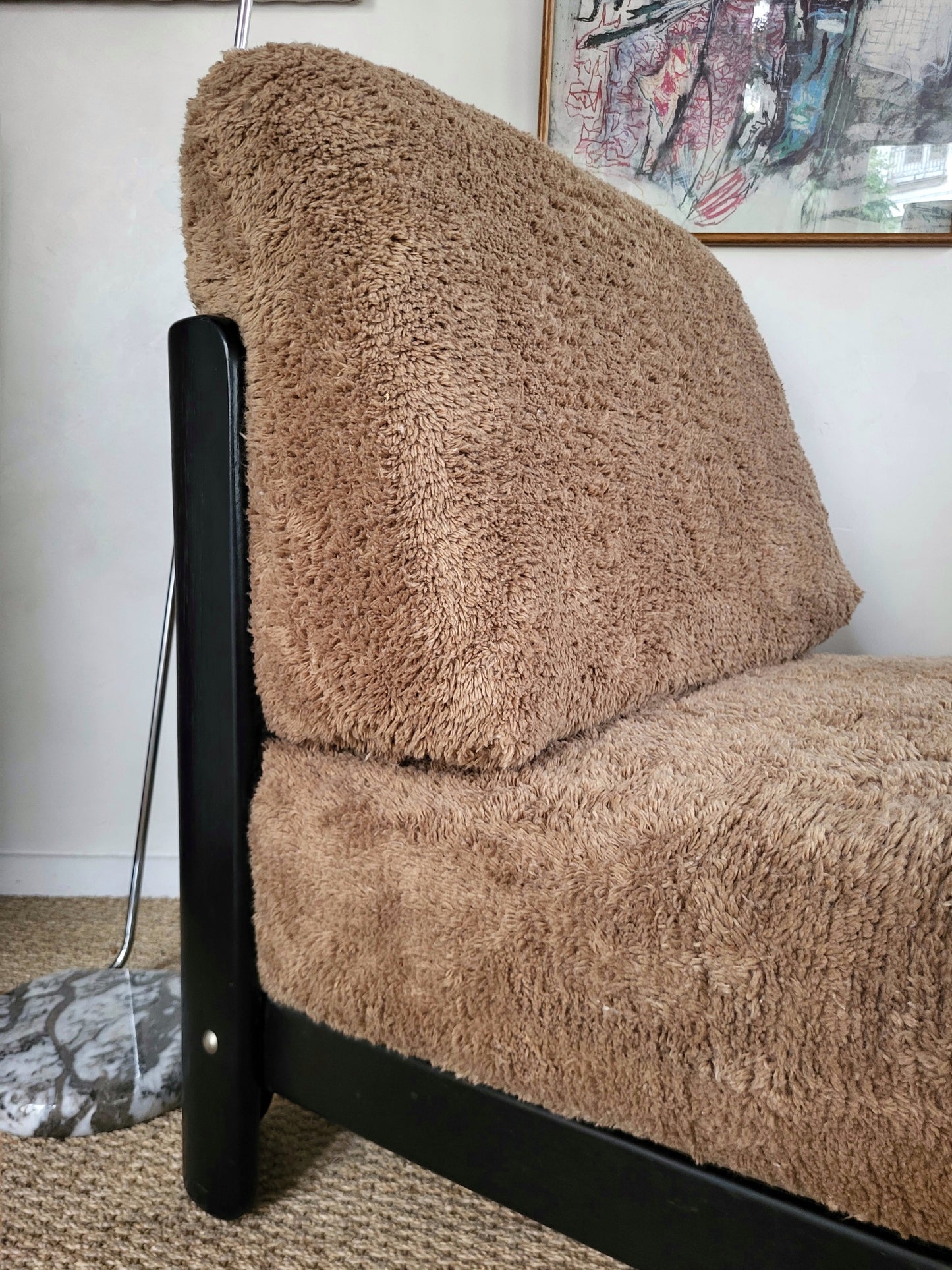 Fauteuil vintage en bois laqué