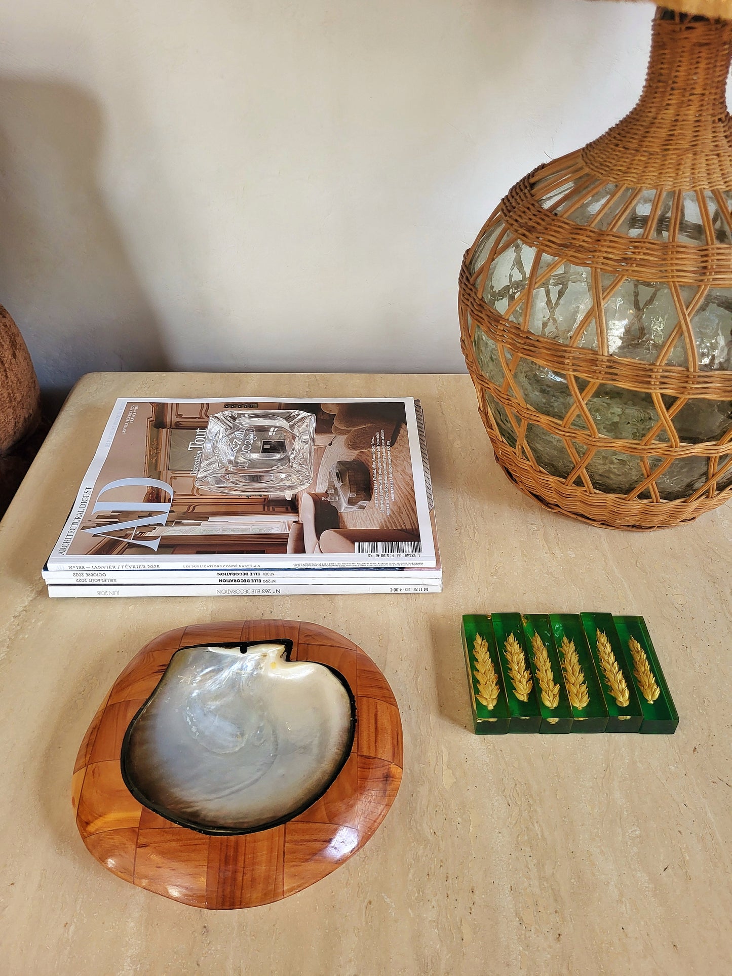 Vide-poche en bois et nacre