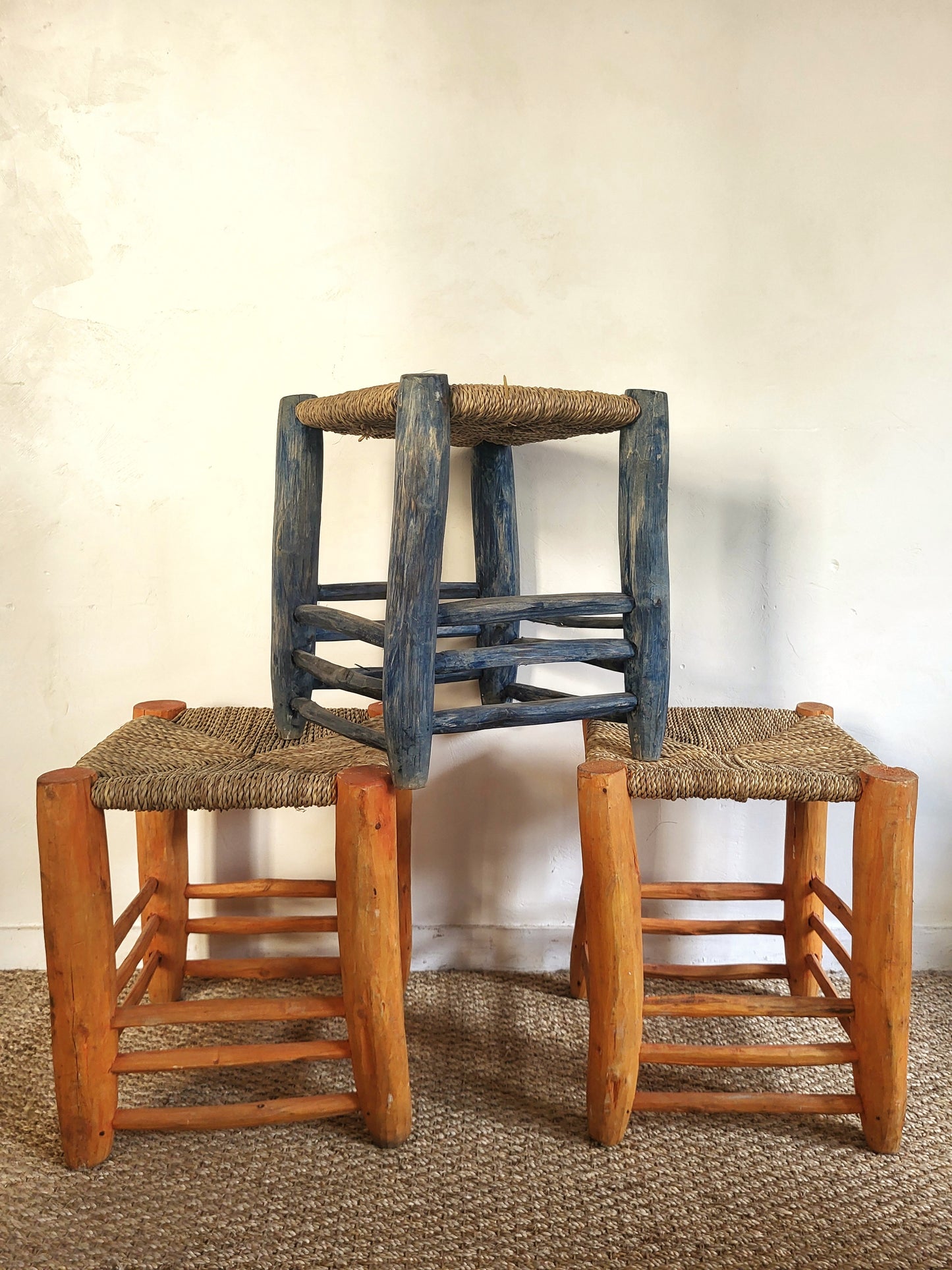 Tabouret en bois et osier n°3