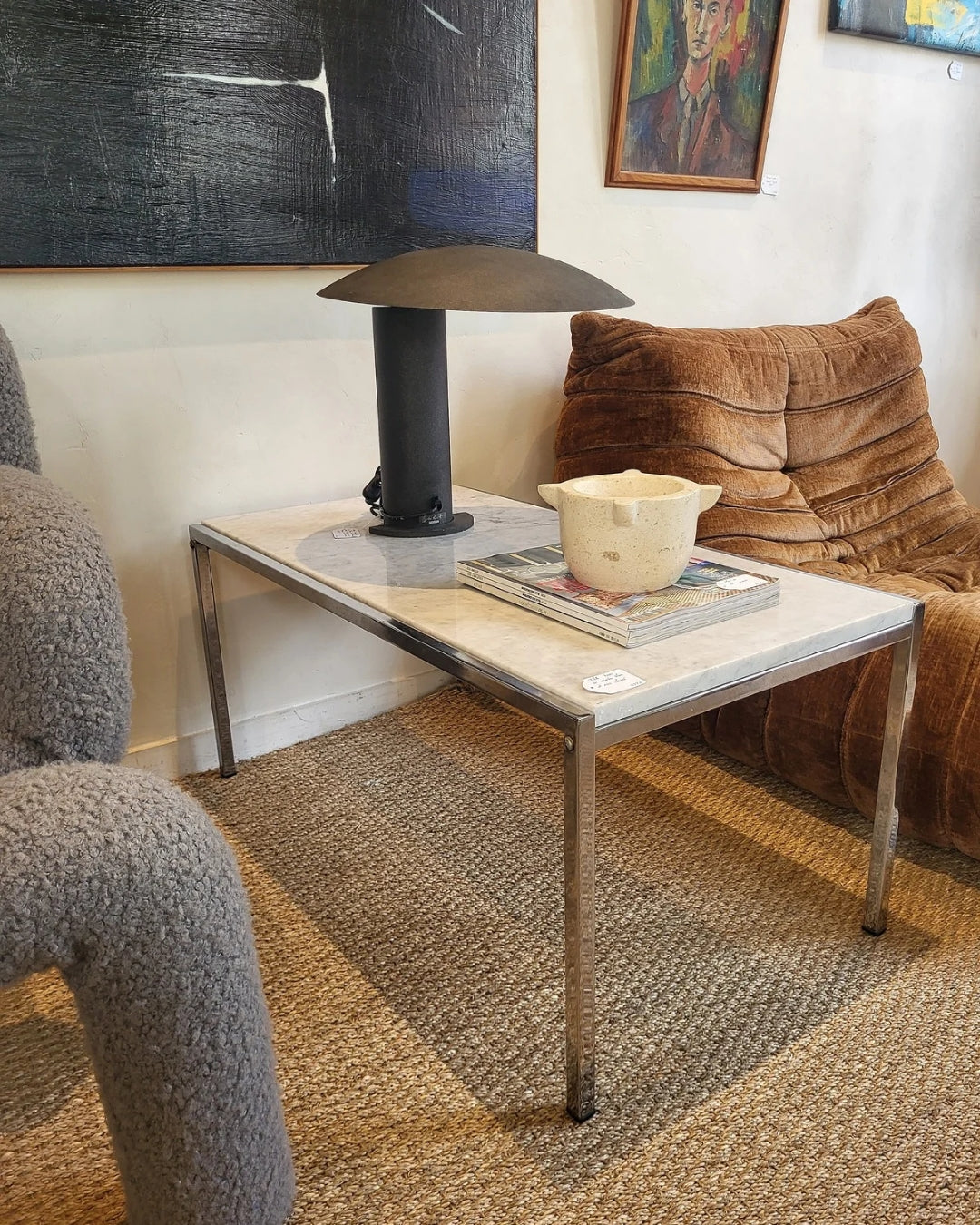 Table basse en marbre et chrome