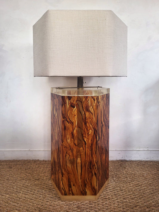 Lampe vintage en lucite écaille
