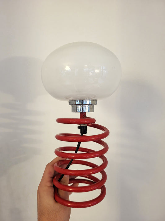 Lampe ressort rouge