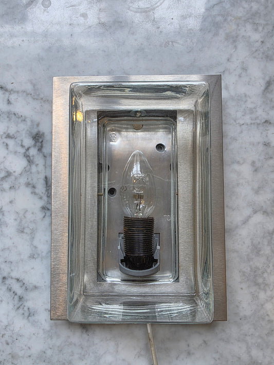 Lampe murale inox et verre