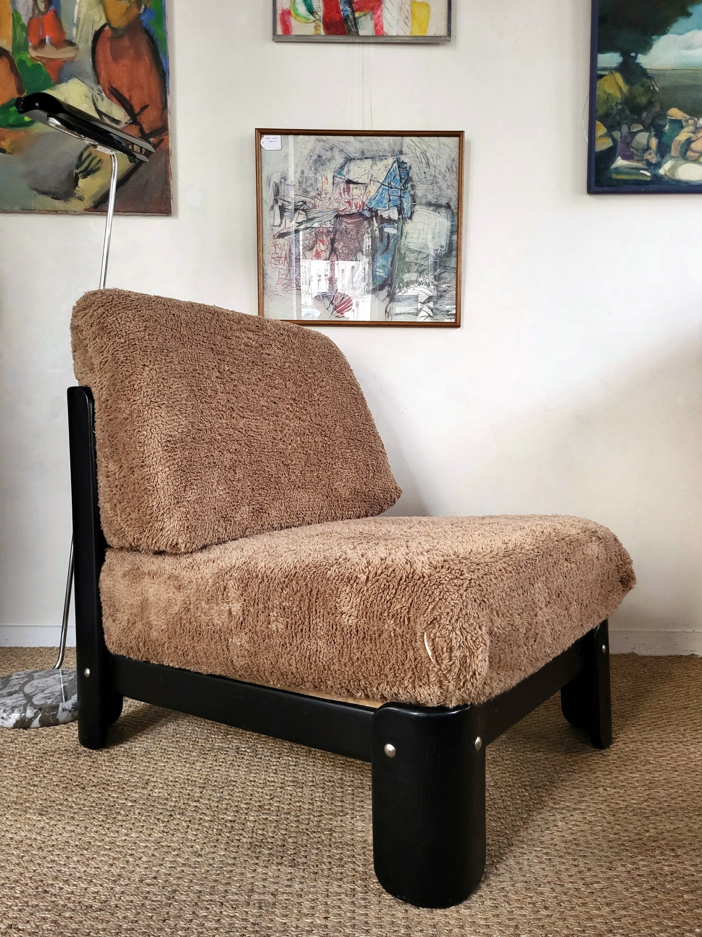 Fauteuil vintage en bois laqué