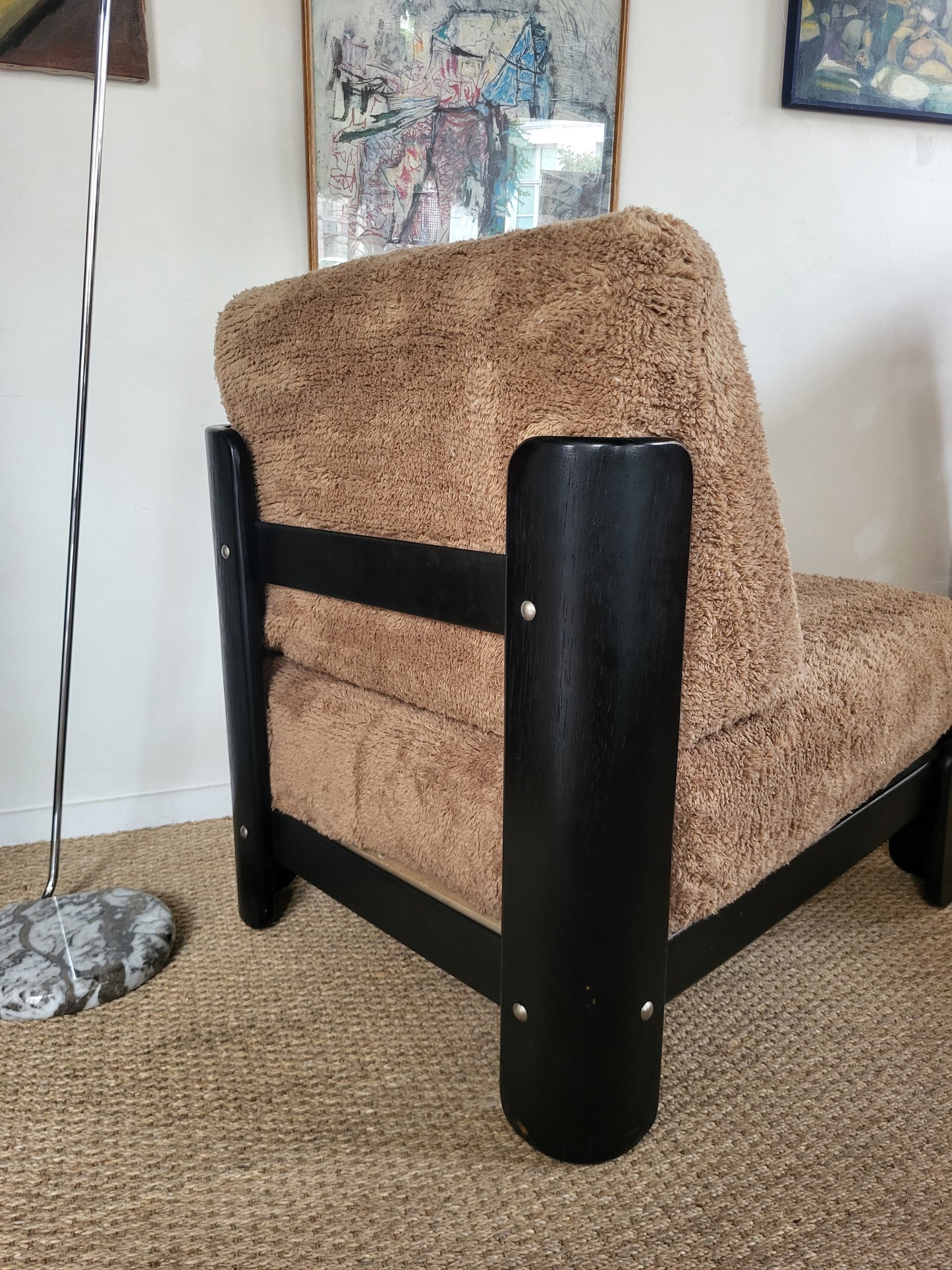 Fauteuil vintage en bois laqué